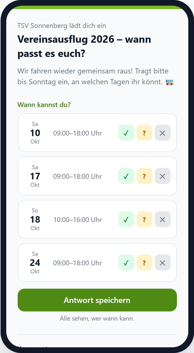 Terminumfrage auf dem Handy