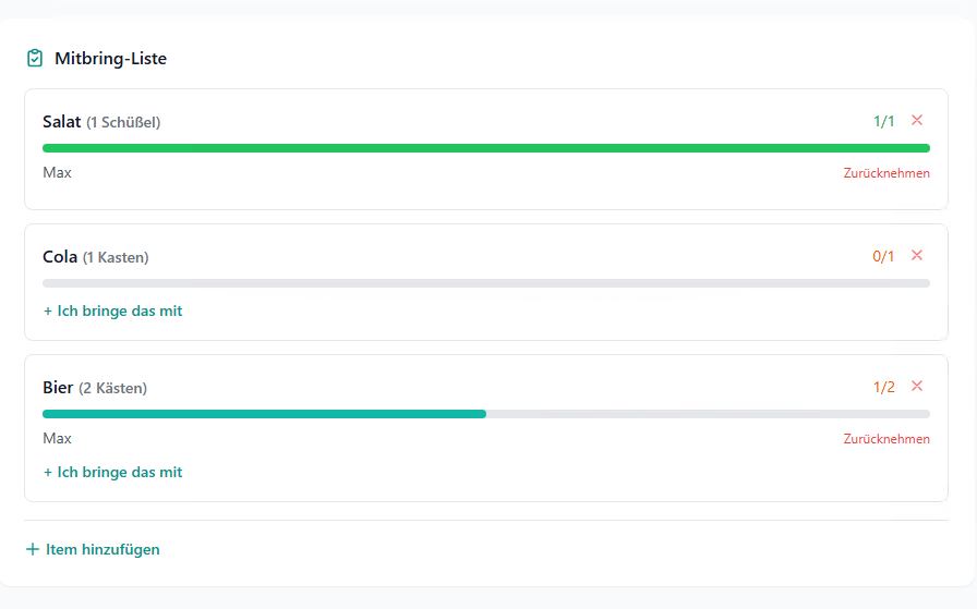 Mitbring-Liste für perfekte Events